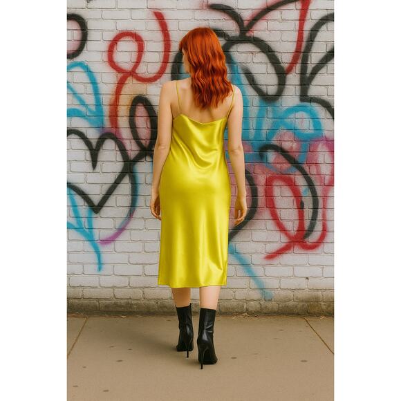 MSRP $108 Glamorous Lime Mid-Maxi Dress Side Split Size S | SAME DAY SHIP - Picture 2 of 6